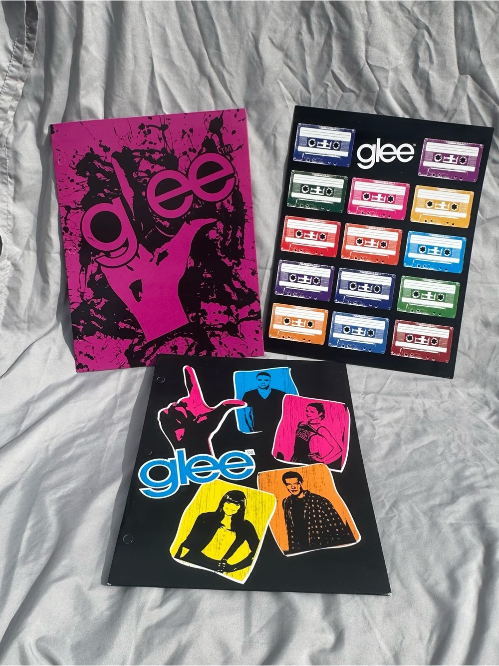Glee Collectible Portfolio Folders set of 3 - Pink, Black, Multicolor